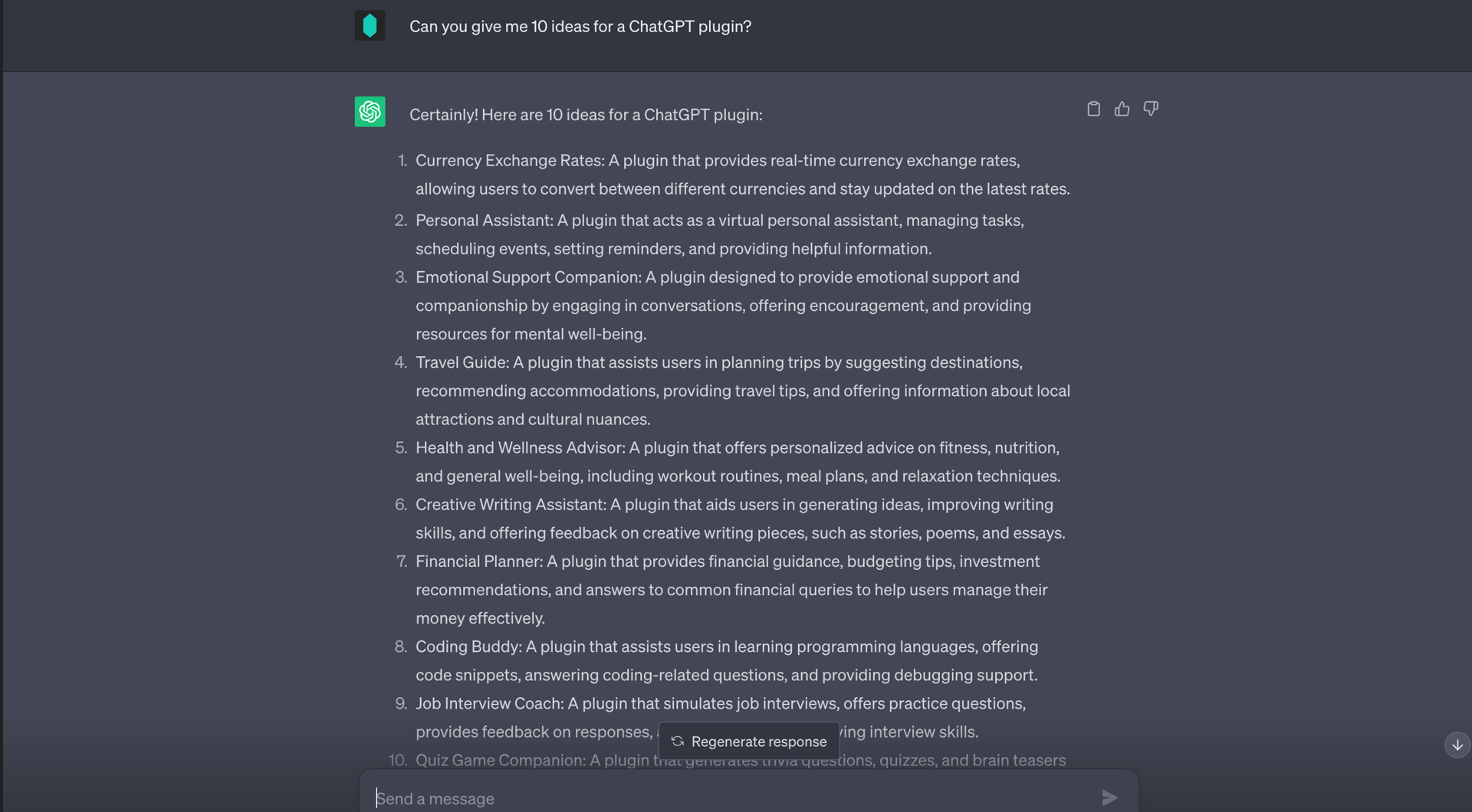 ChatGPT plugin ideas