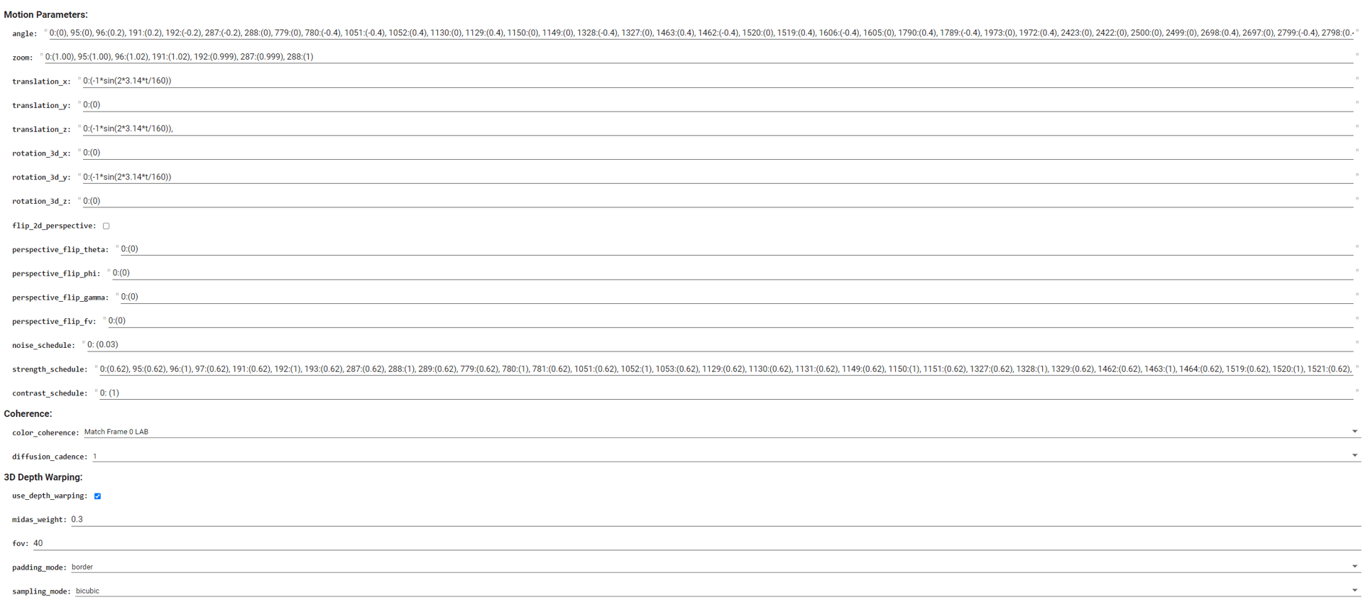 motion parameters