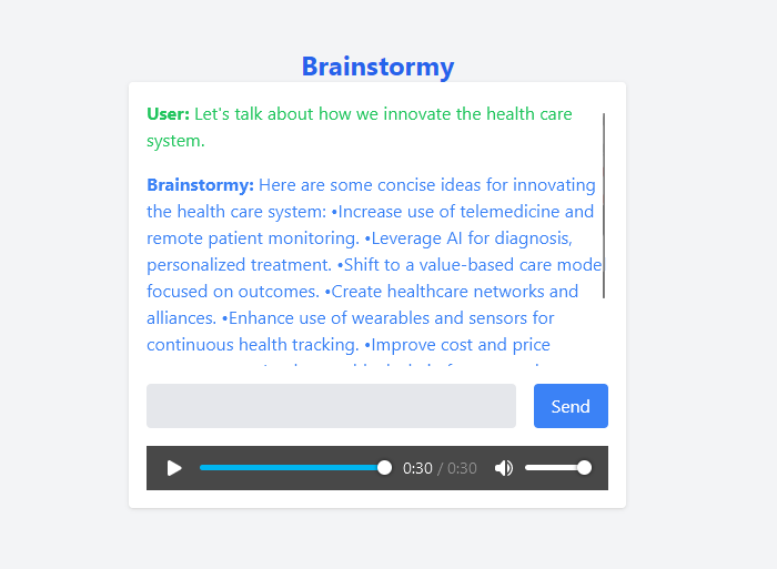 The app shows the response and plays the generated speech immediately after it's received by the frontend